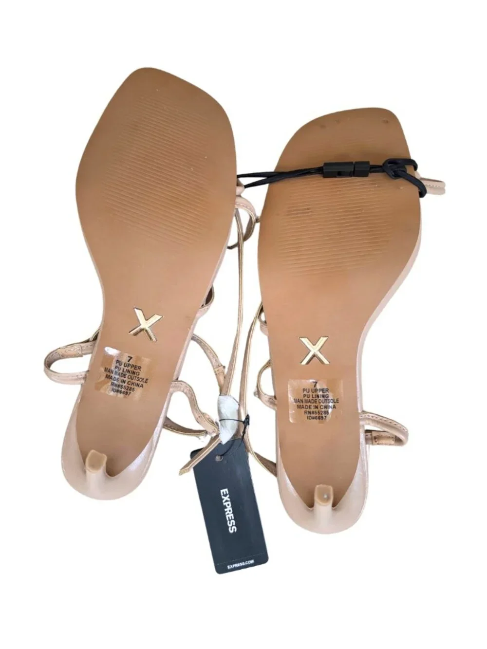 NWT Express Neutral Cream Strappy Mid Heeled Sandals - Size 7